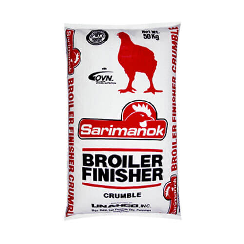 sarimanok broiler finisher crumble for chickens aged 27 days until harvest